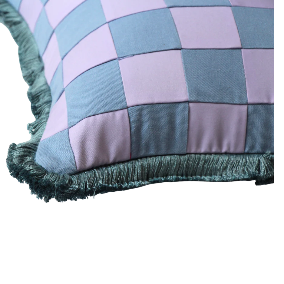 Beach Blue and Lilac Patchwork with Blue Fringe - Image 3