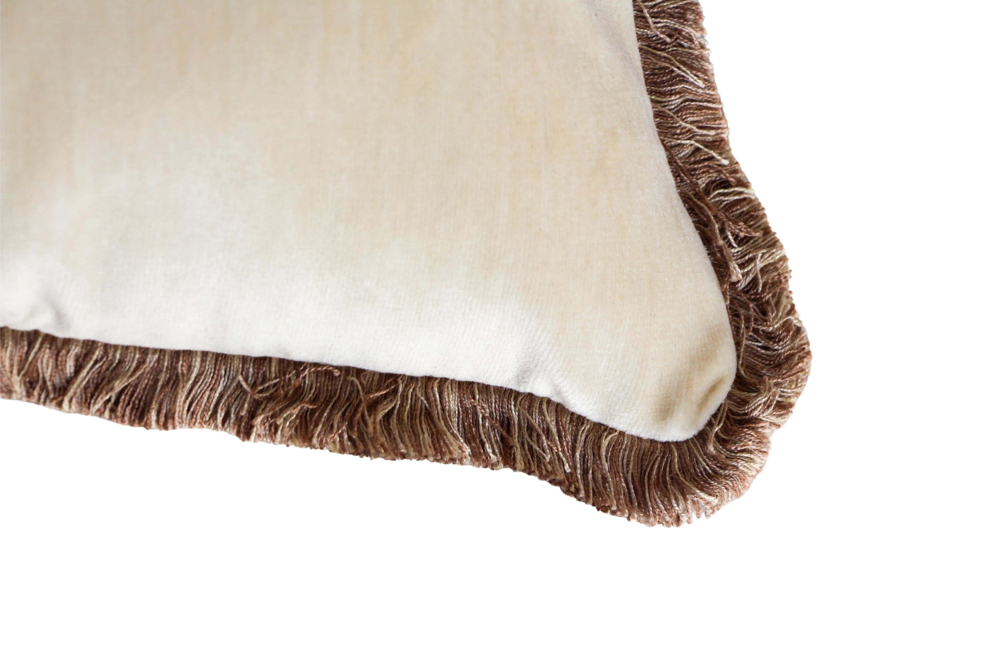 Beige Cream Velvet with Brown Fringe - Image 3