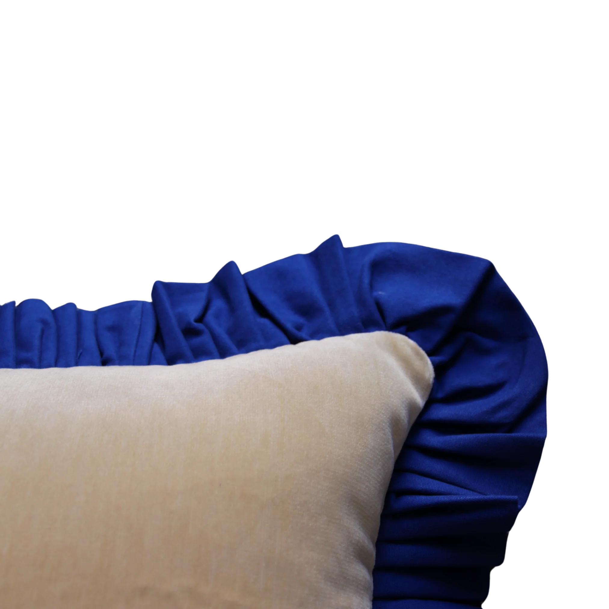 Beige Cream Velvet with Klein Blue Ruffle - Image 3