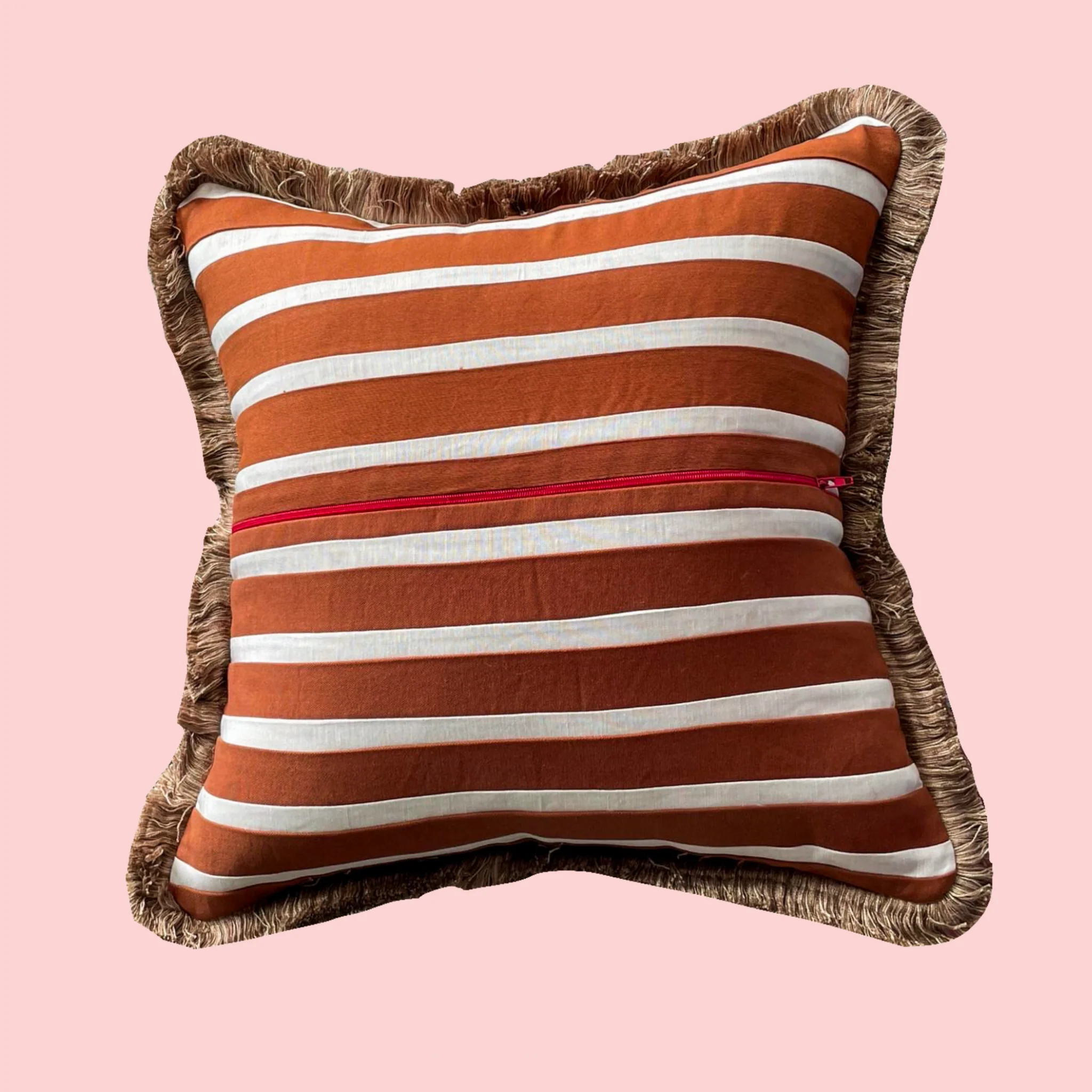 Brown and White Stripes with Brown Fringe - Image 3