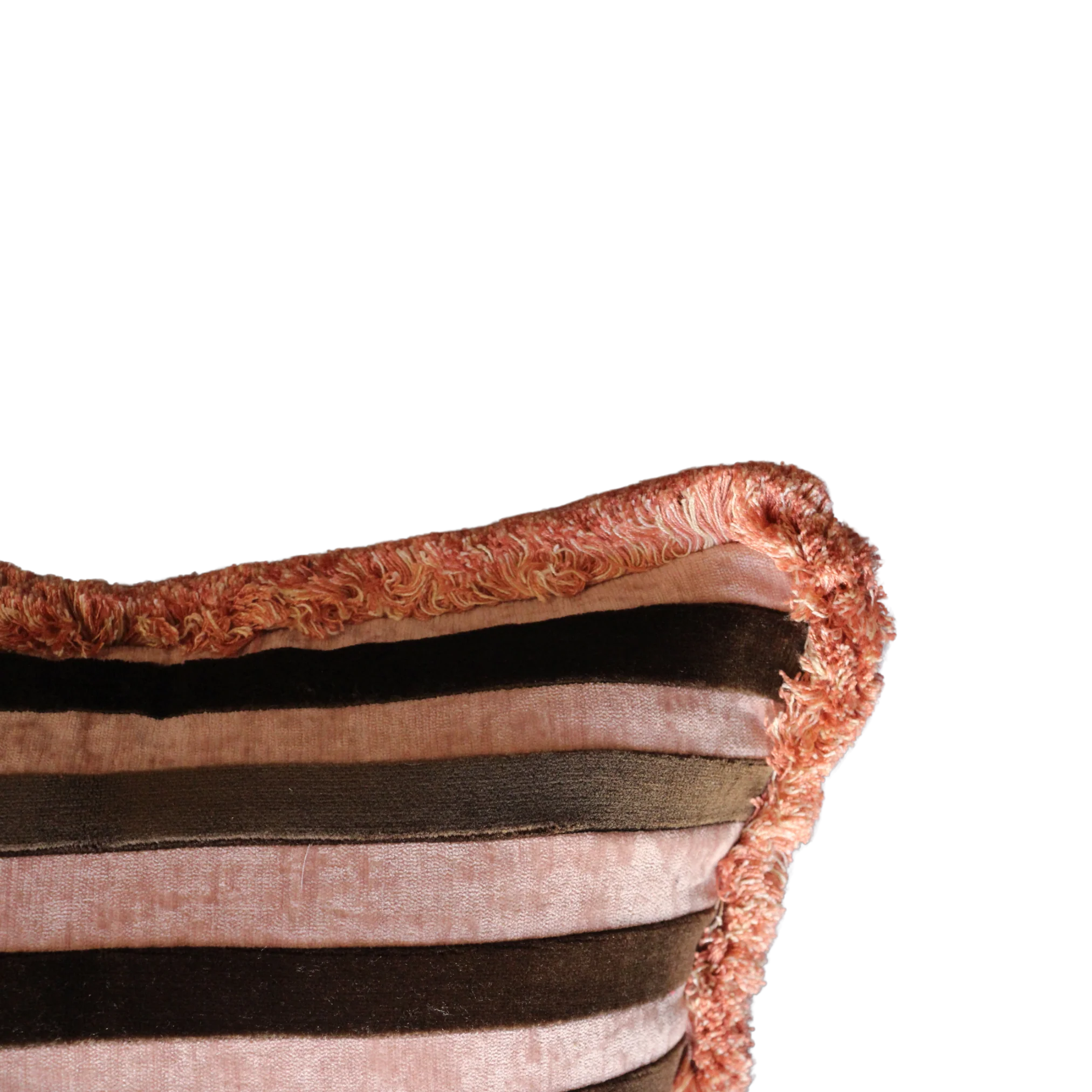 Dark Brown and Pink Stripes Velvet with Pink Fringe - Image 3