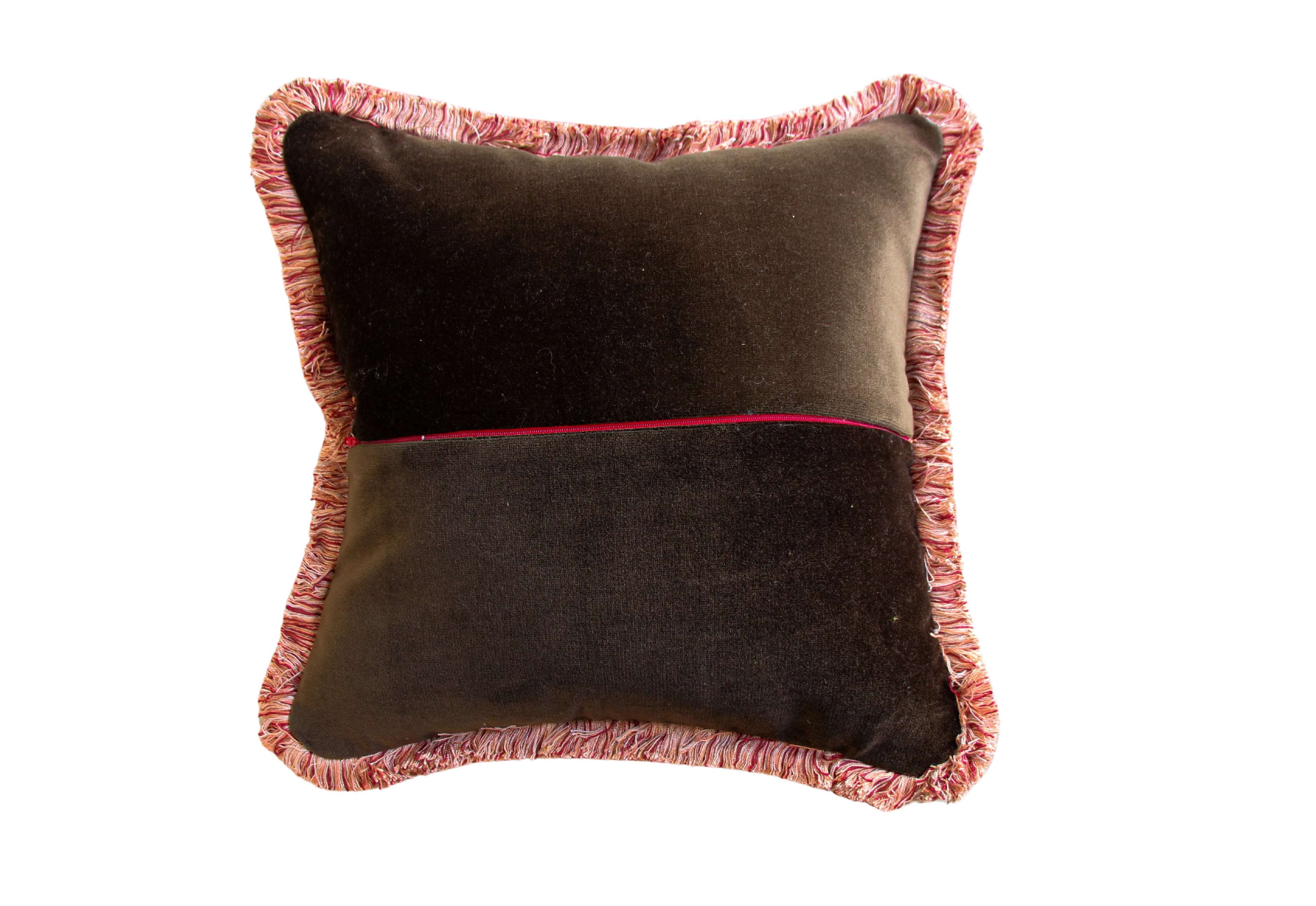 Dark Brown Velvet with Pink Fringe - Image 2