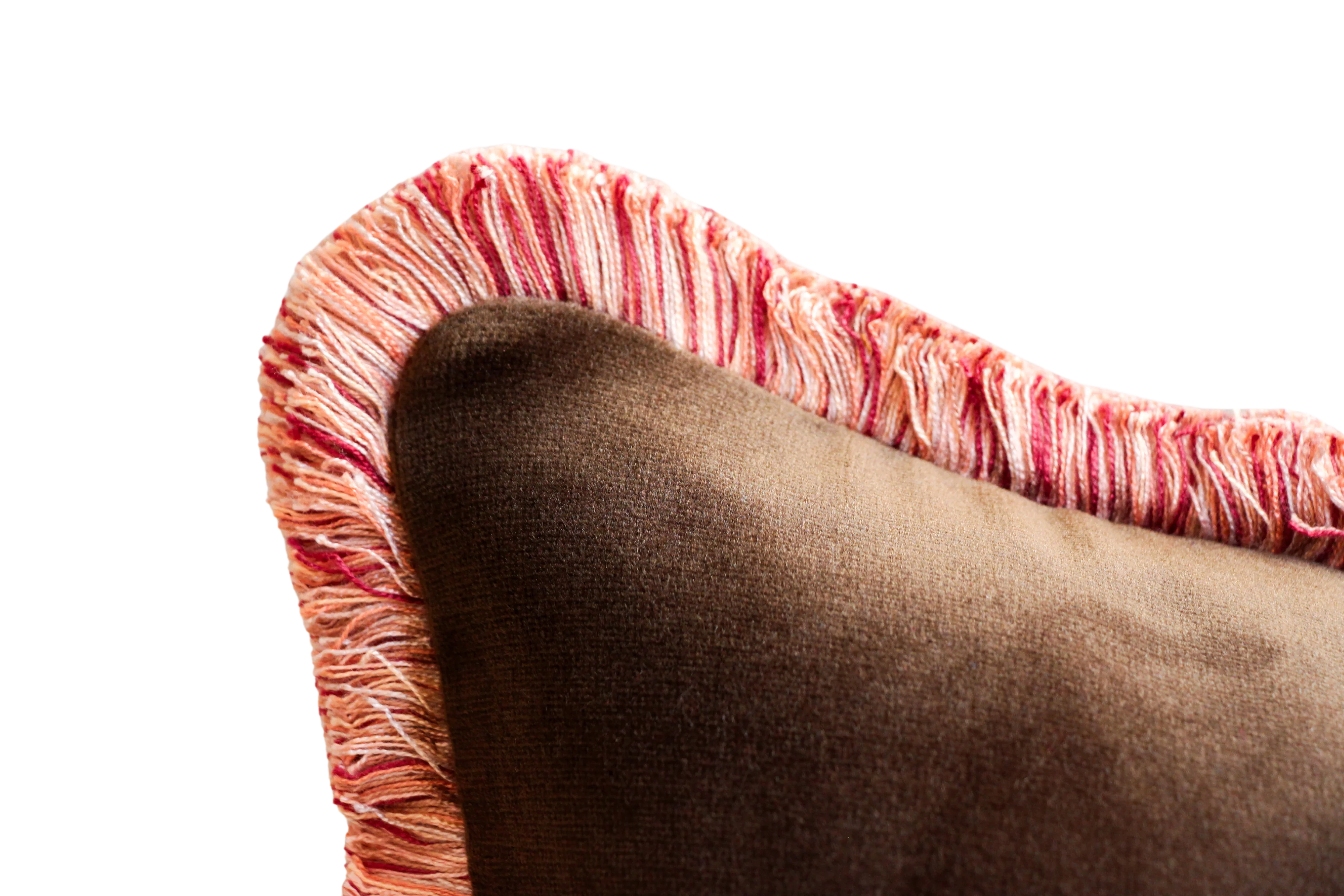 Dark Brown Velvet with Pink Fringe - Image 3