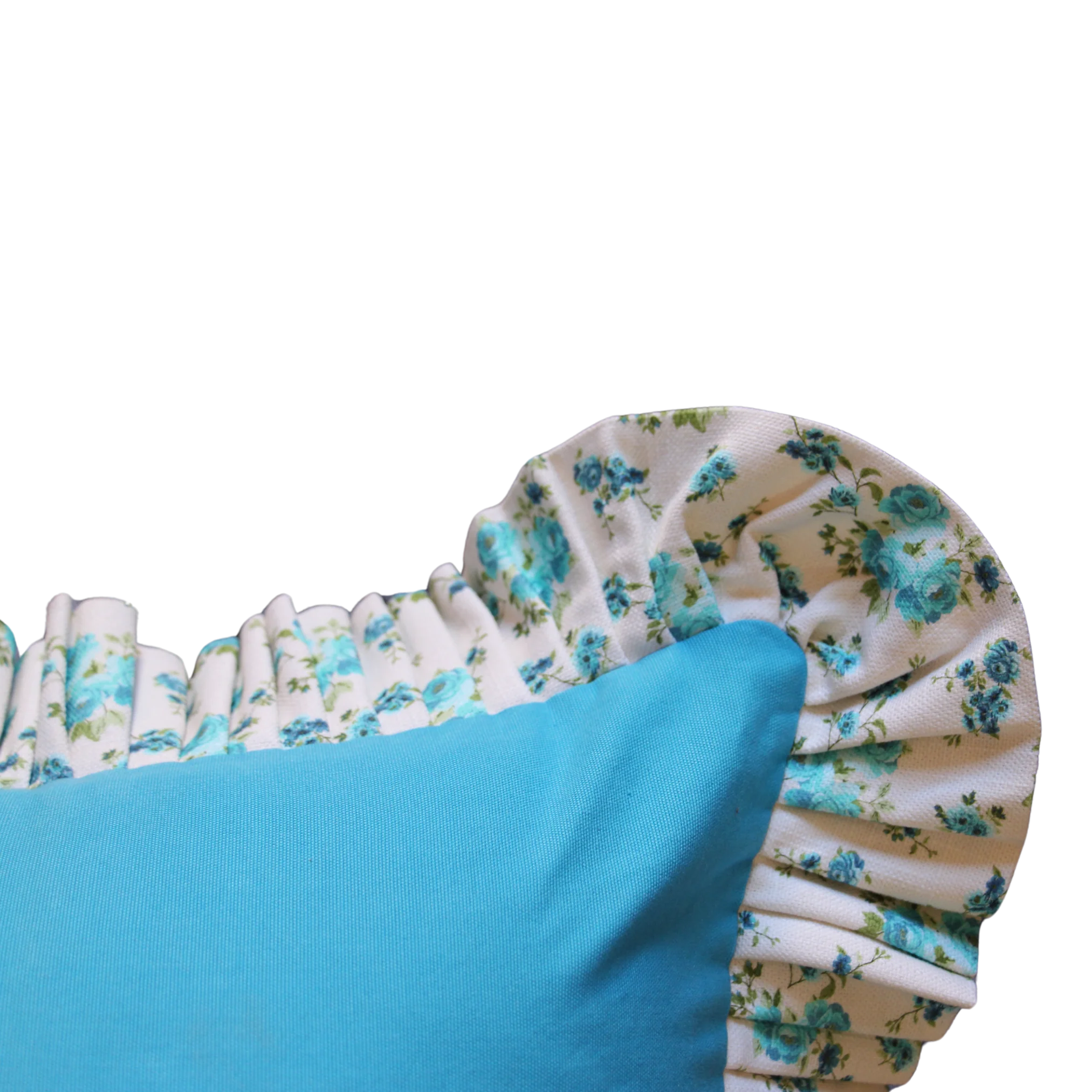 Dodger Blue with Flowers Pattern Ruffle - Image 3