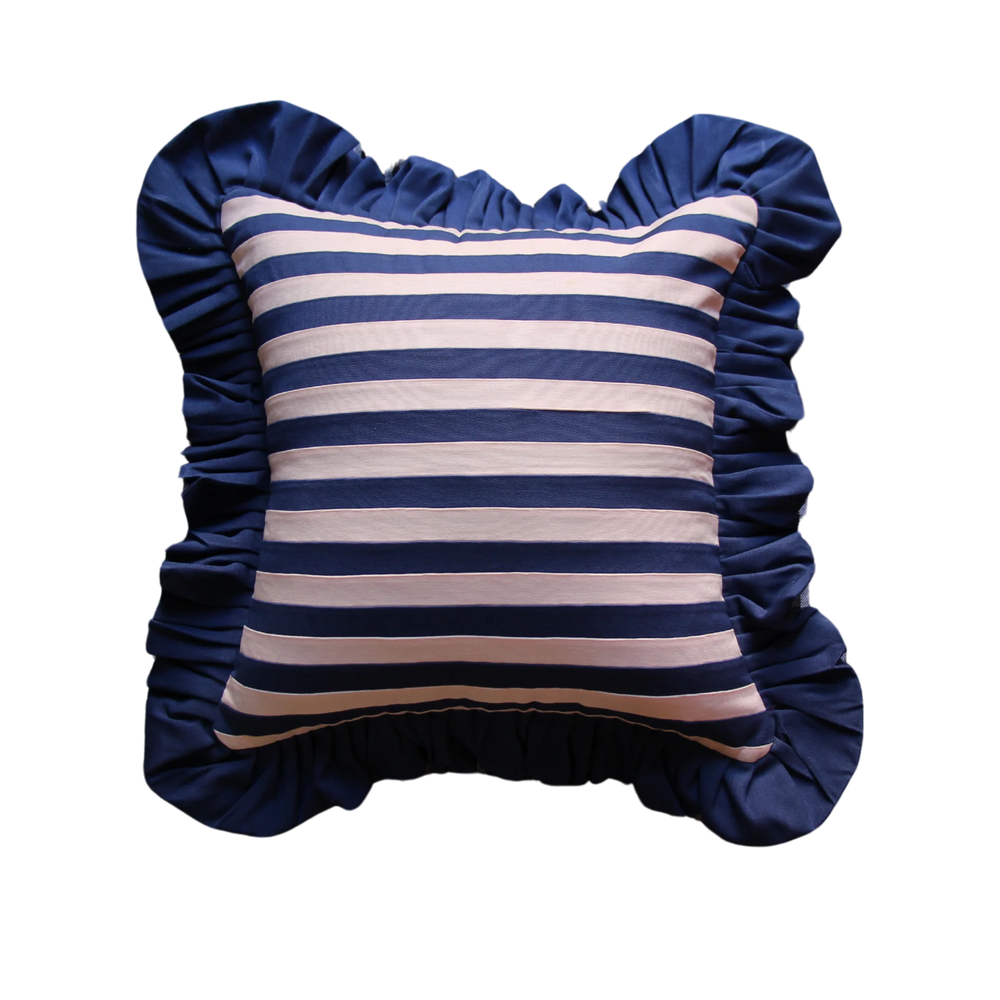 Dusty Pink and Navy Blue Stripes with Navy Blue Ruffle