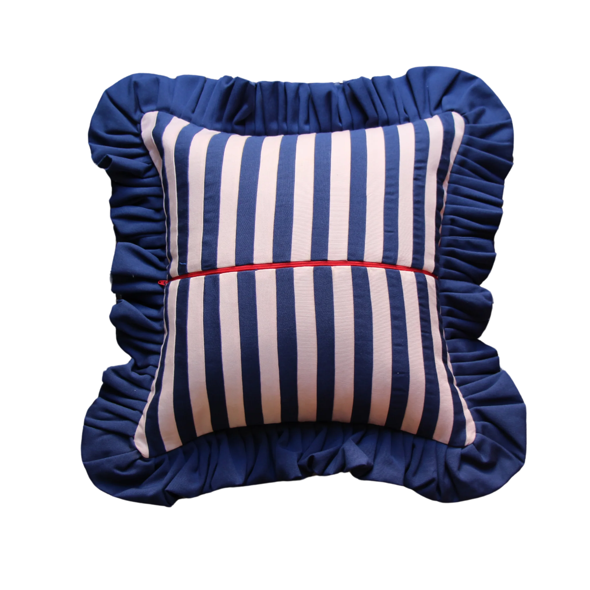 Dusty Pink and Navy Blue Stripes with Navy Blue Ruffle - Image 2