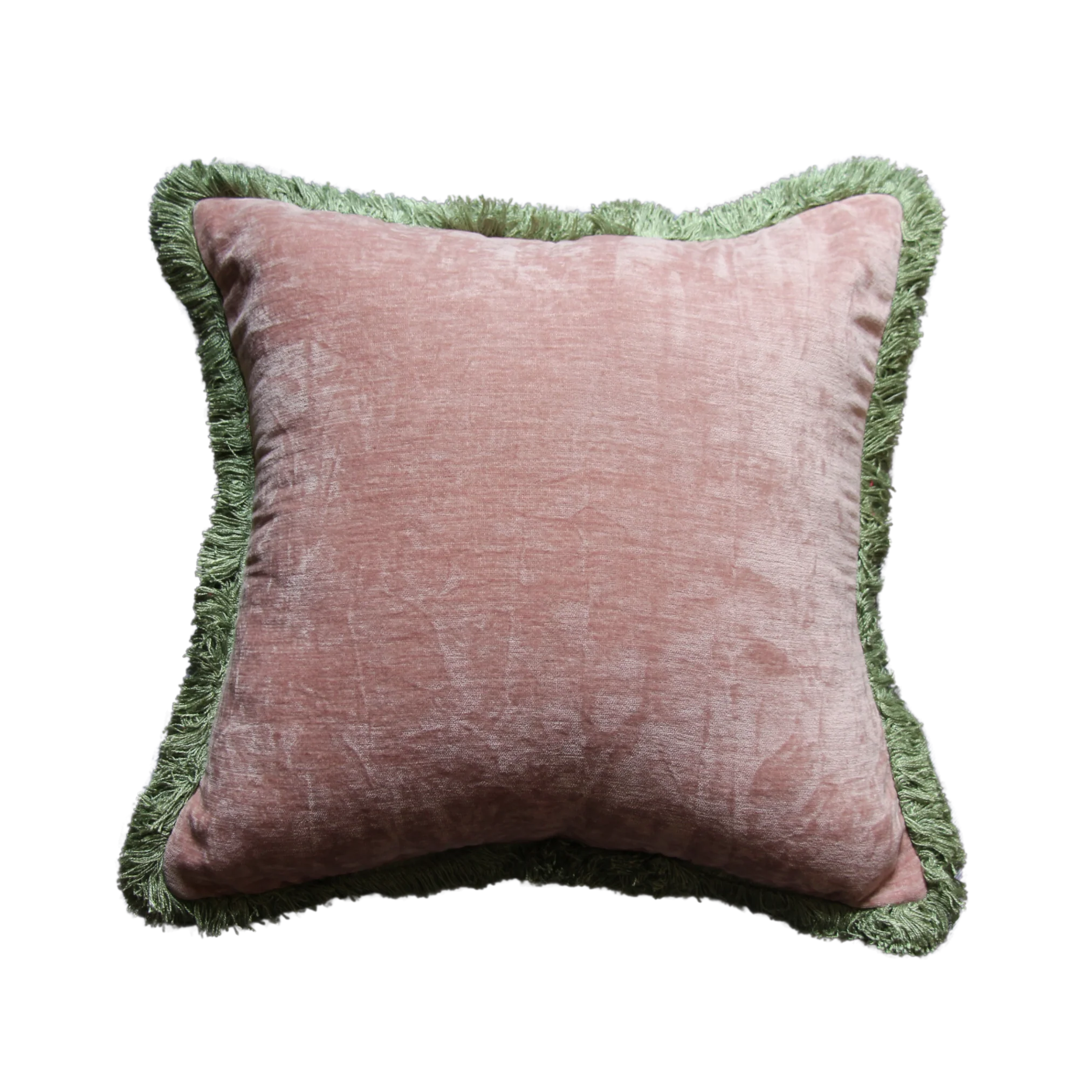 Dusty Pink Velvet with Green Fringe