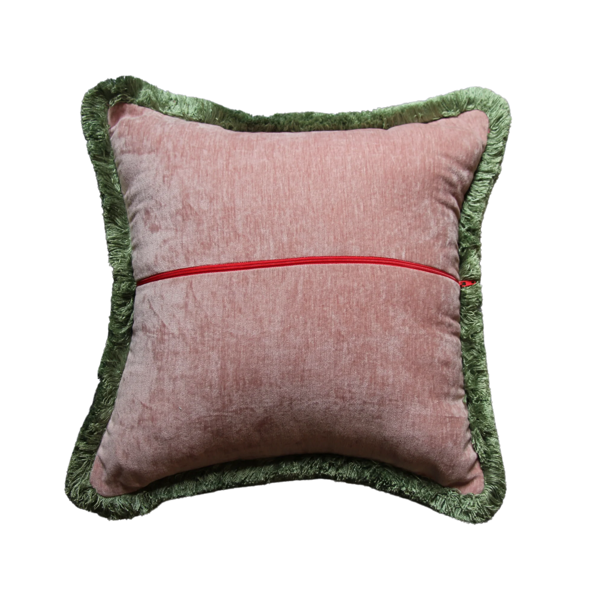 Dusty Pink Velvet with Green Fringe - Image 2