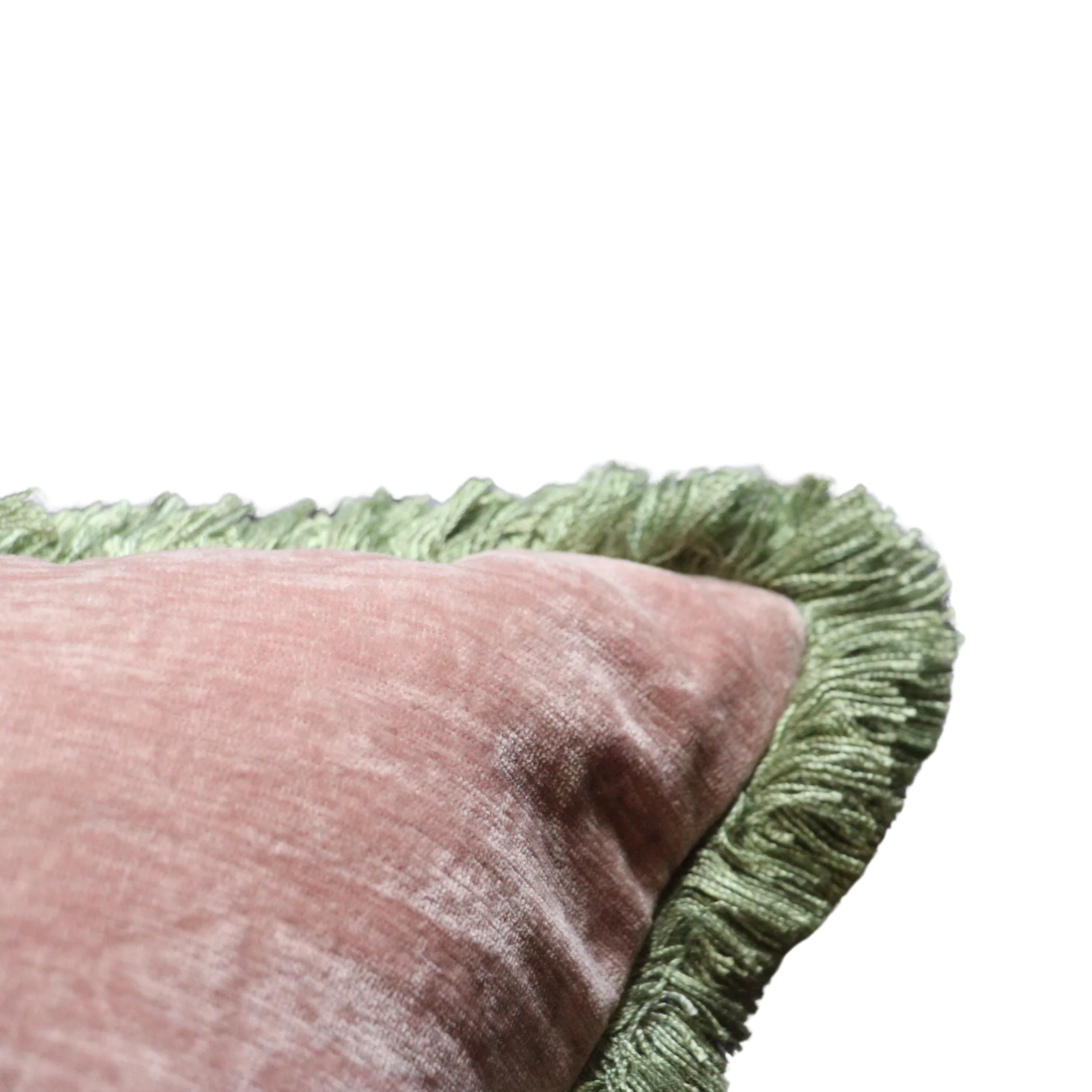 Dusty Pink Velvet with Green Fringe - Image 3