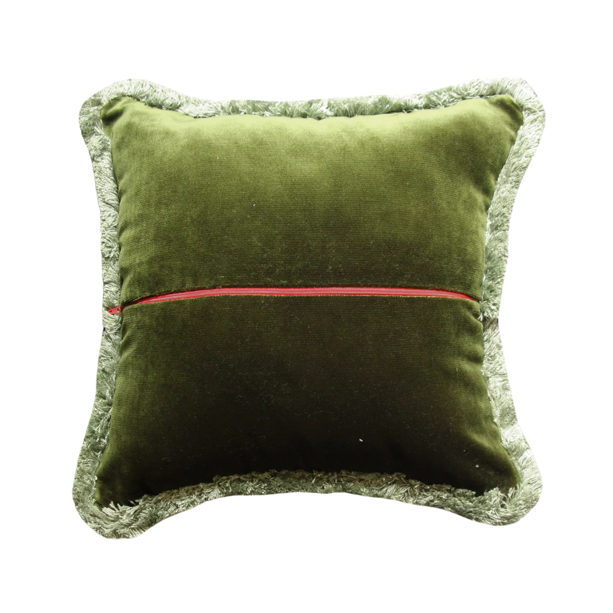Green and Raspberry Stripes Velvet with Green Fringe - Image 2