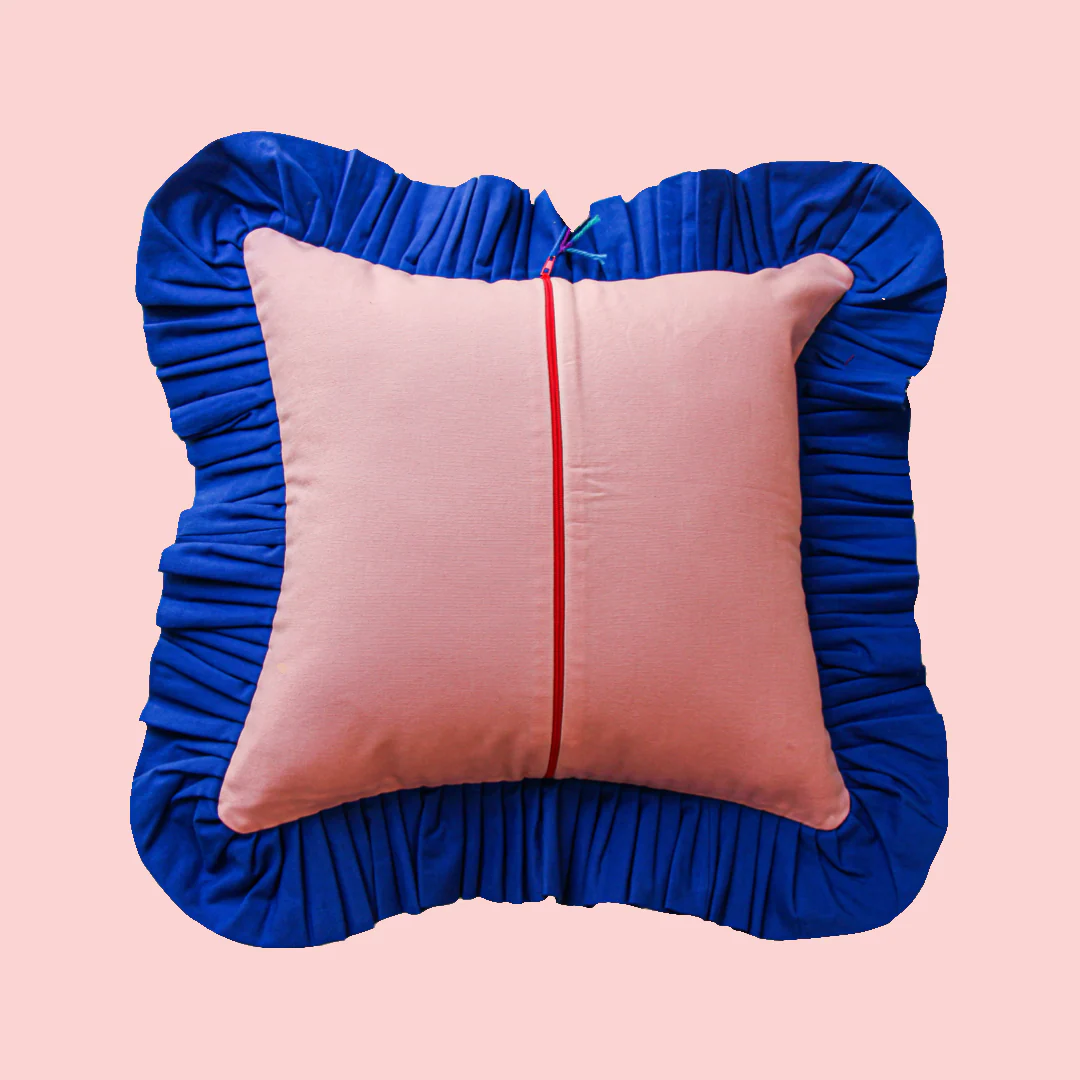 Klein Blue & Rose Pink Patchwork with Klein Blue Ruffle - Image 2