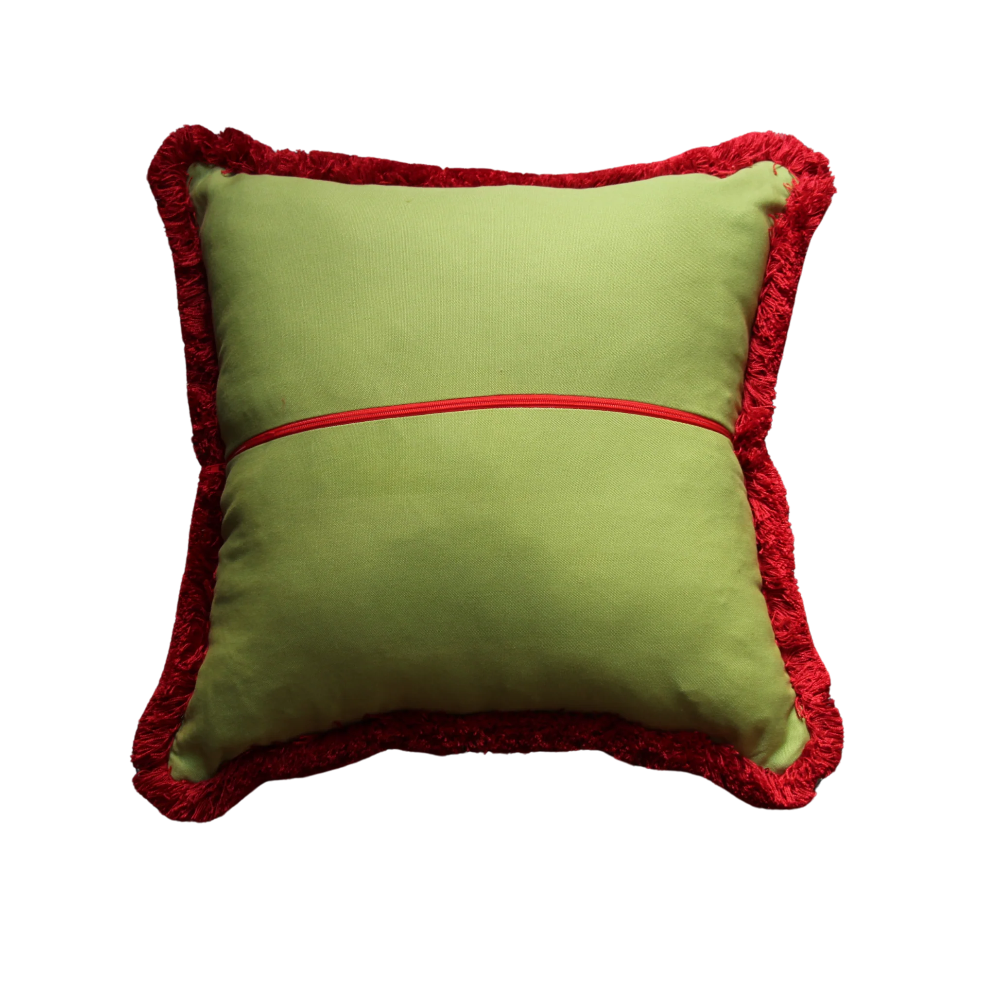 Light Green and Red Valentine Embroidery with Red Fringe - Image 2