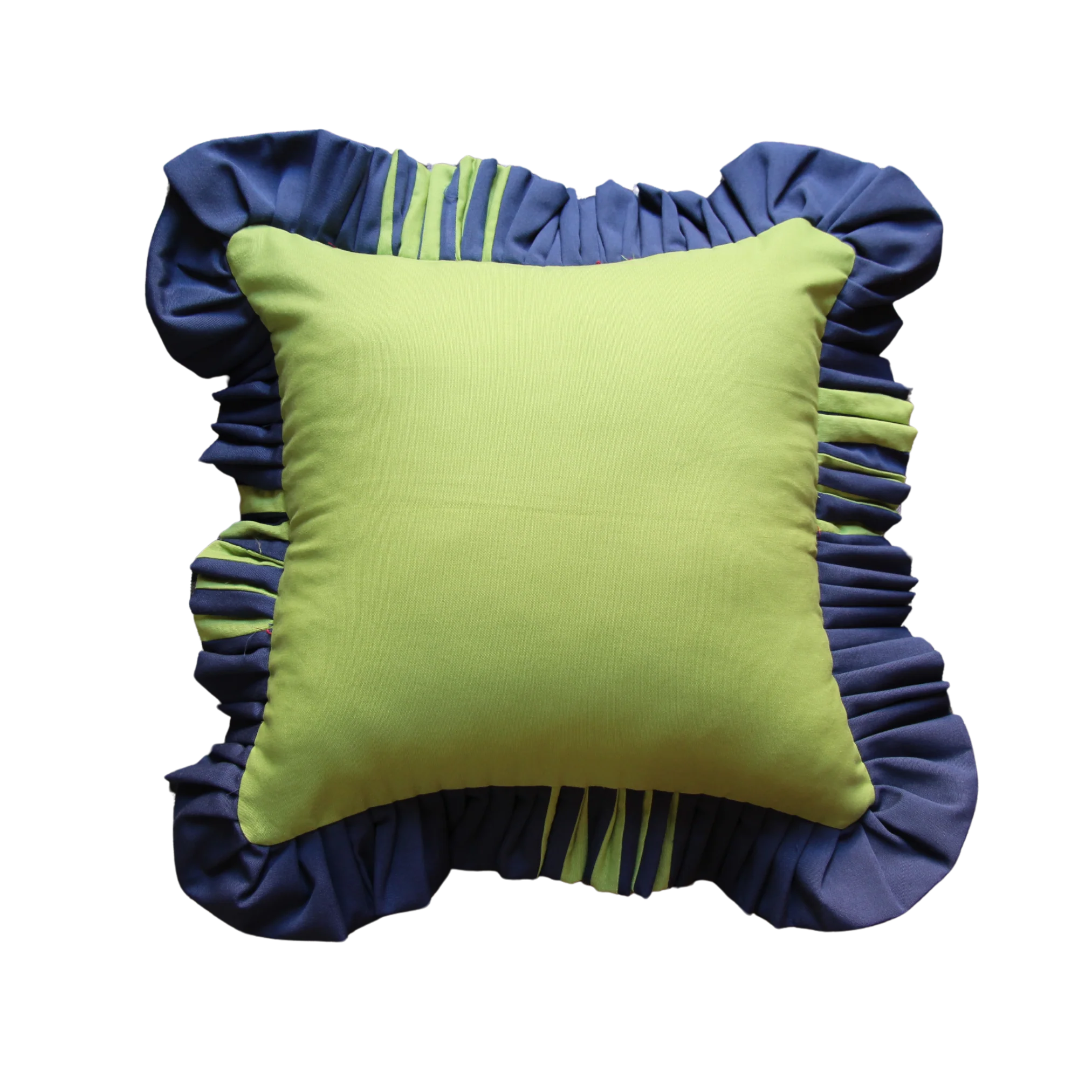 Light Green with Navy Blue and Light Green Stripes Ruffle