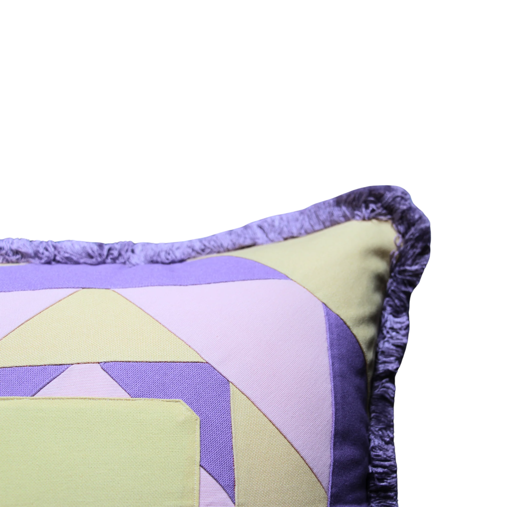 Lilac, Purple and Sandy Yellow Patchwork with Lilac Fringe - Image 3