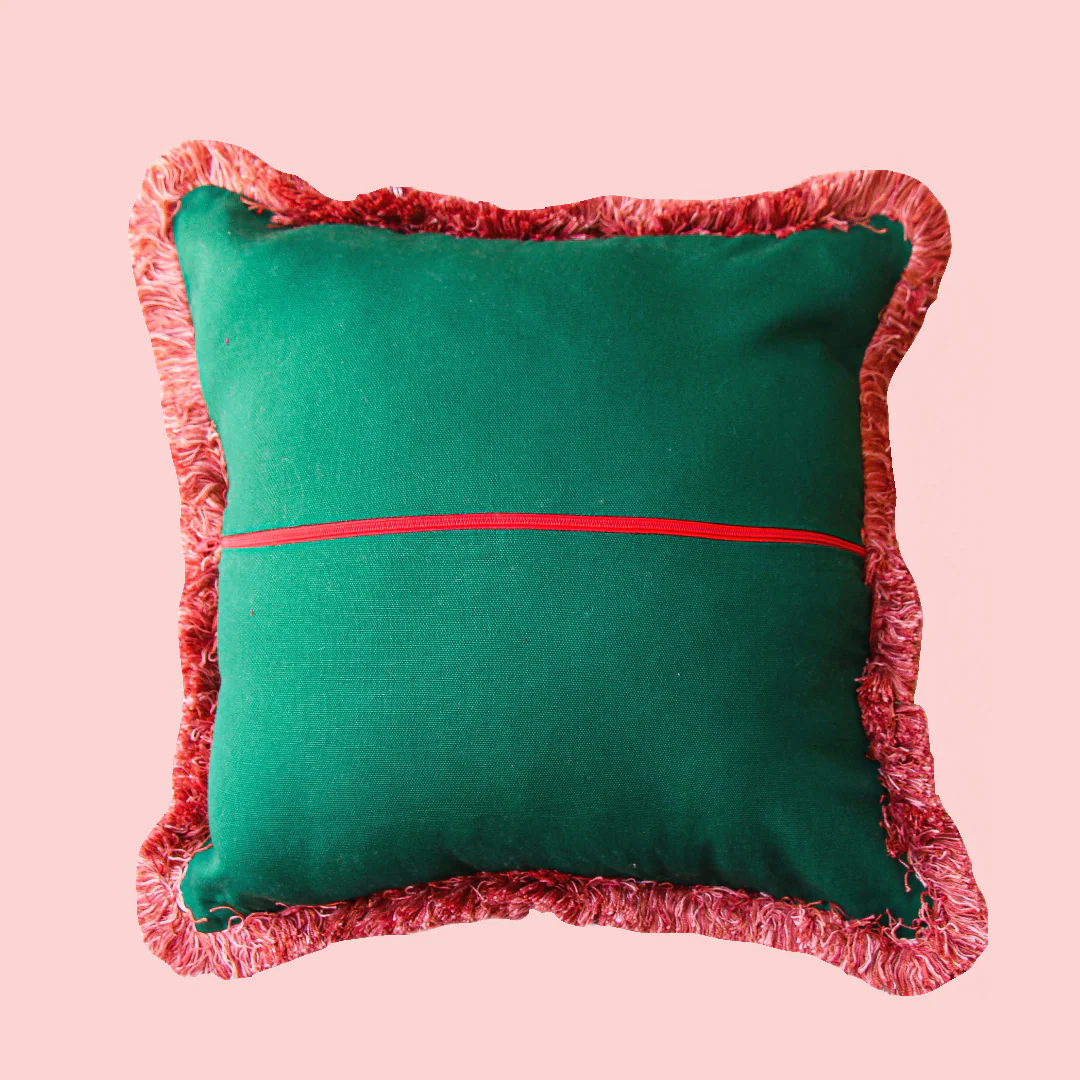 Mango Tree Green with Rose Pink Fringe - Image 2