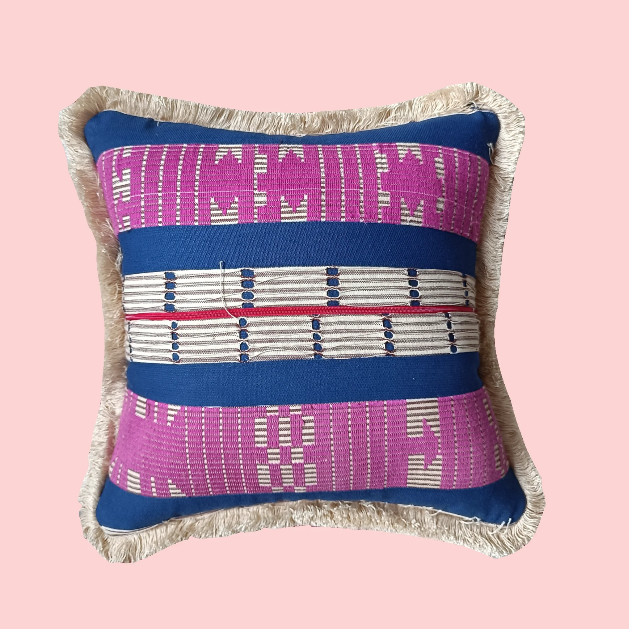 Special African STRIP WEAVE X Klein Blue with Gray Fringe - Image 3