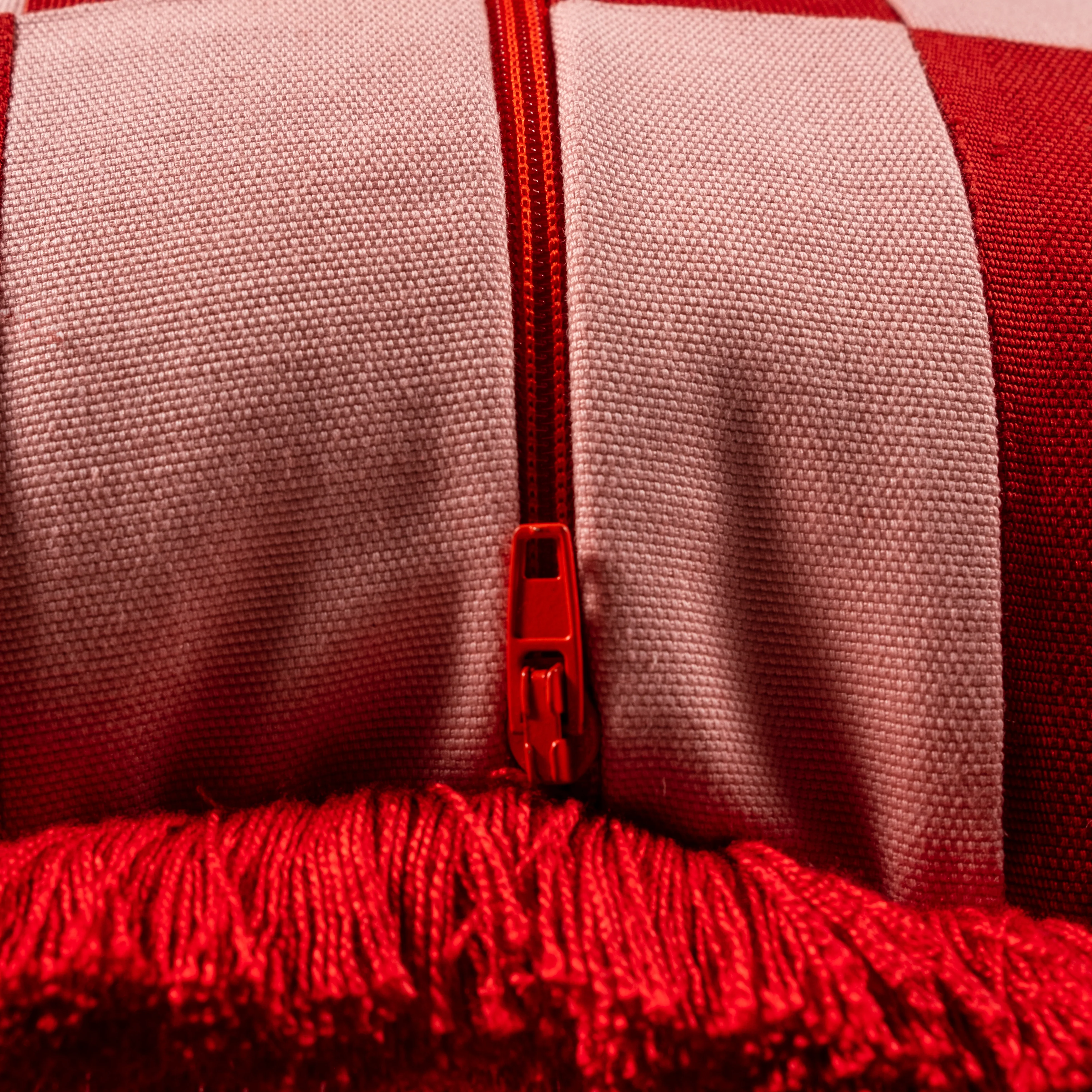 Wine Red & Rose Pink Patchwork with PINK Fringe (image shows red) - Image 3