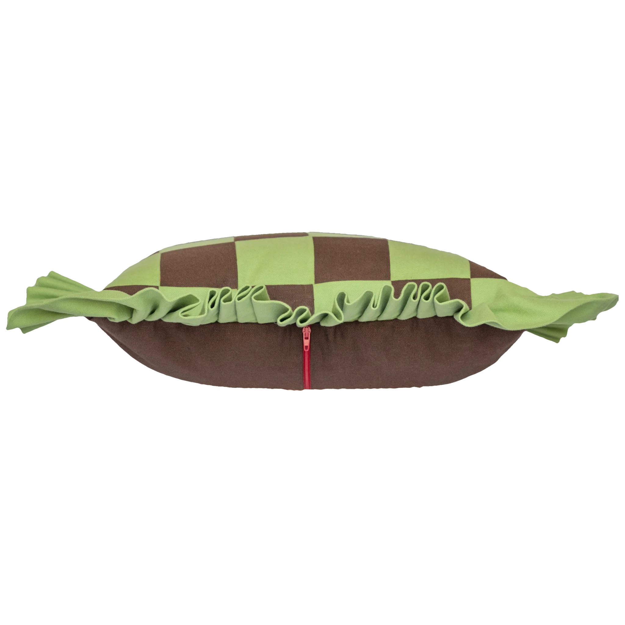 Patchwork with Ruffle: Dark Brown & Light Green - Image 12