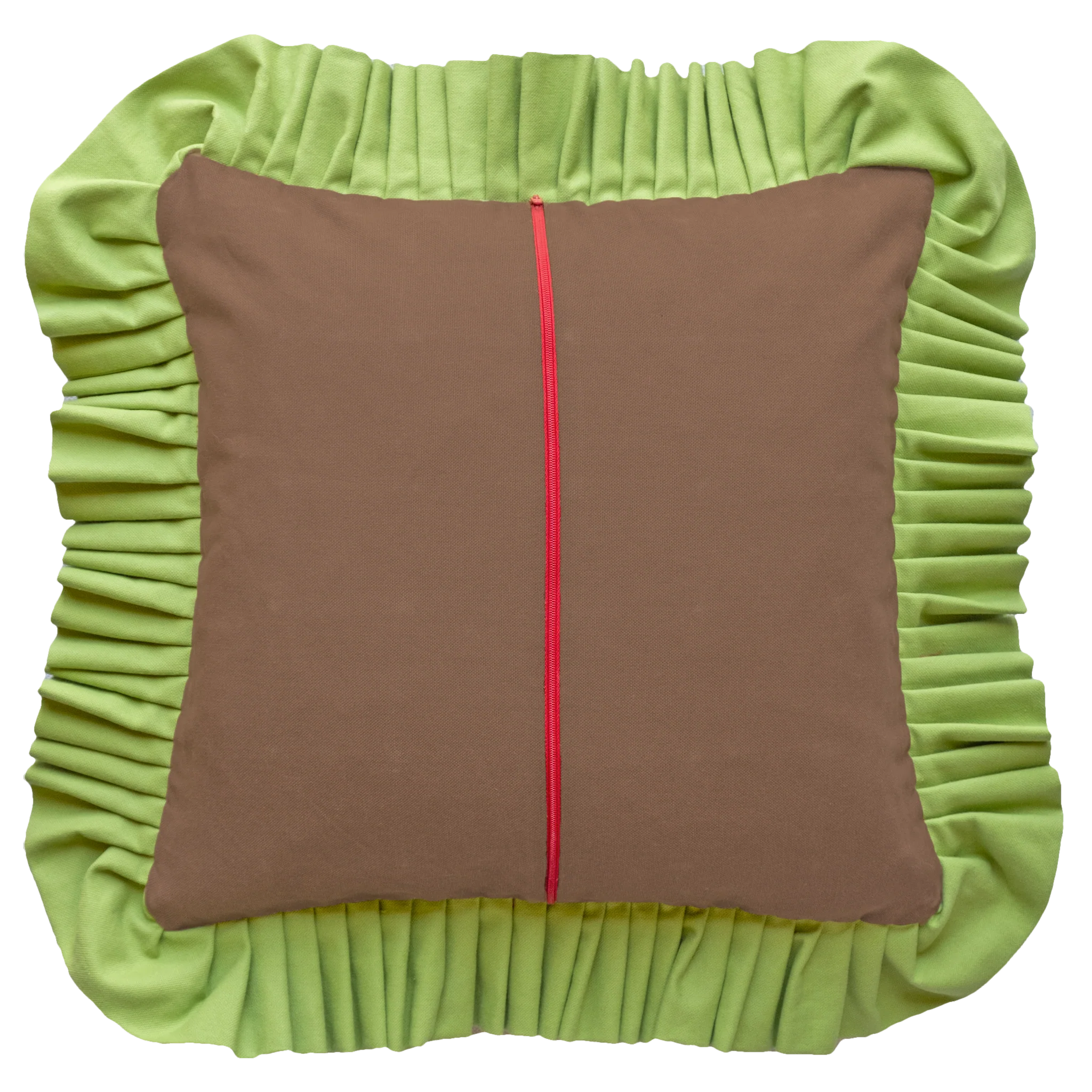Patchwork with Ruffle: Dark Brown & Light Green - Image 8