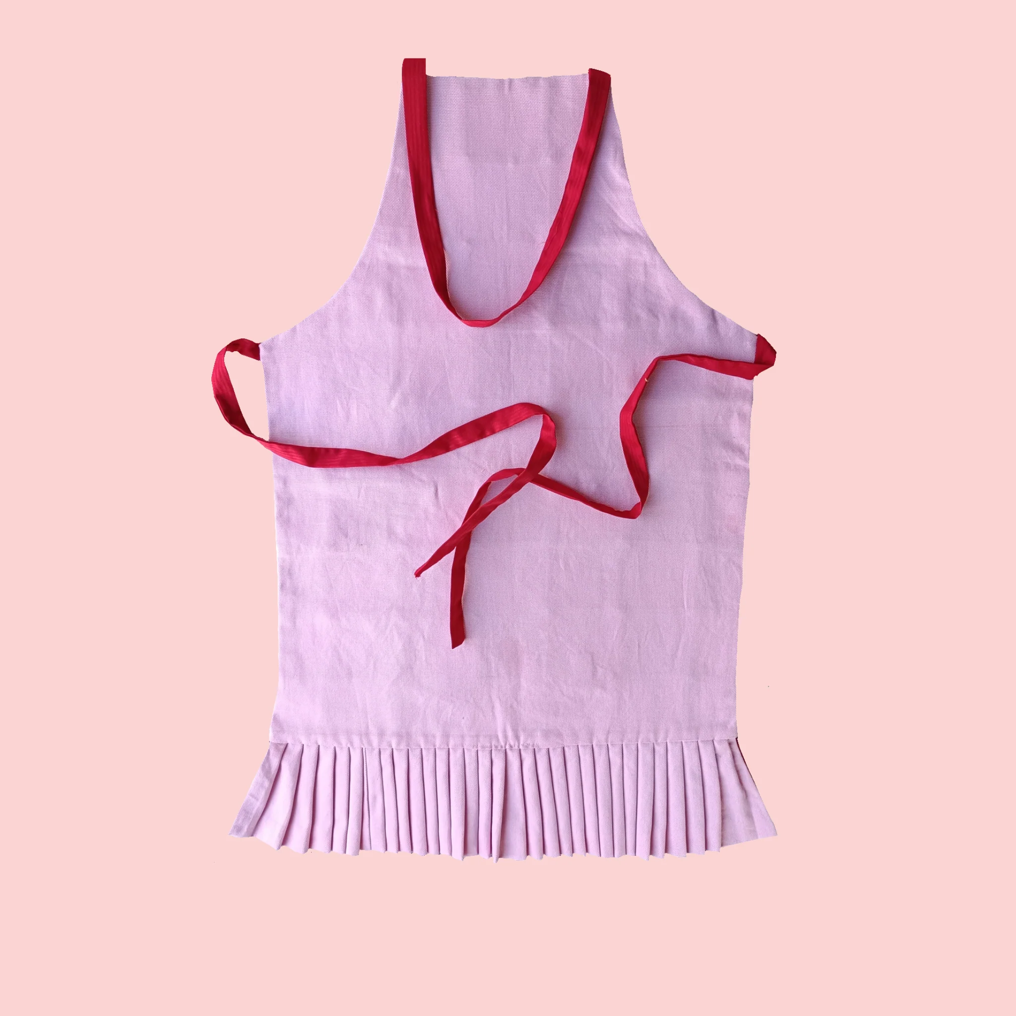 Pink and Red Patchwork with Red Ruffle Apron - Image 3