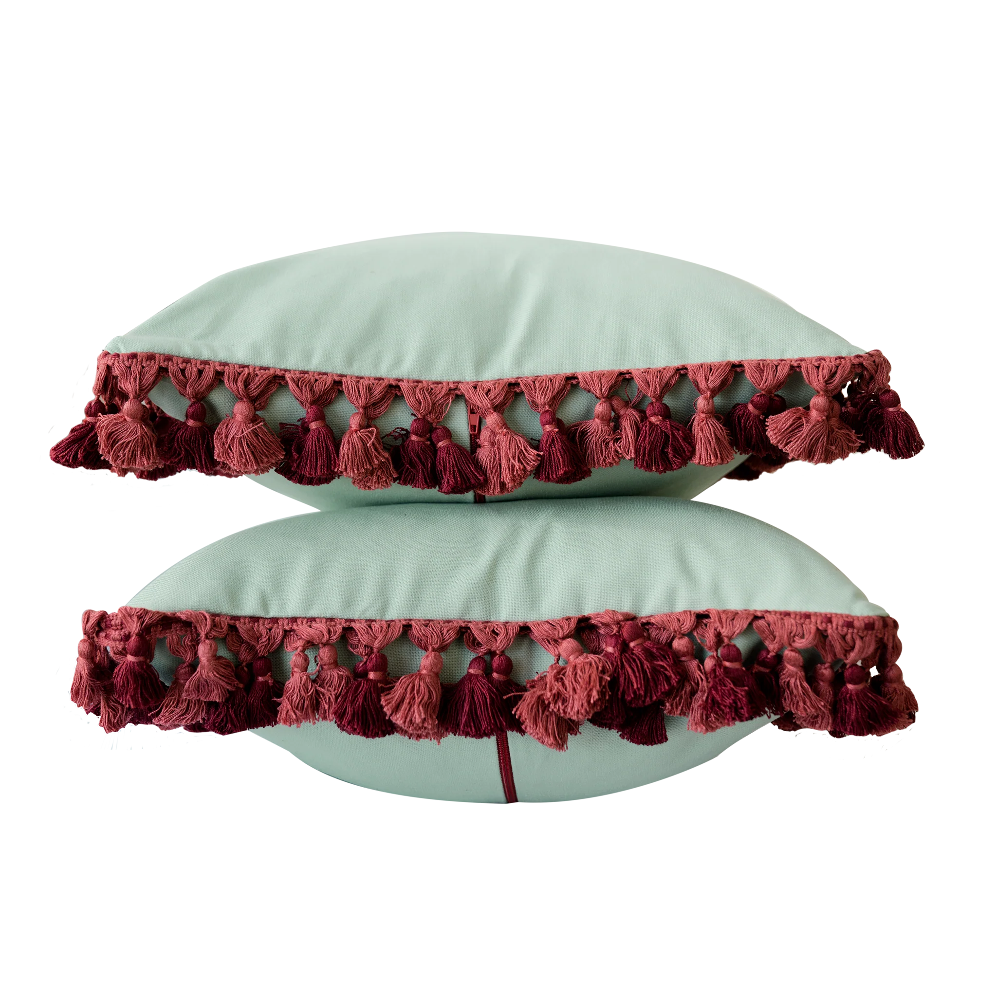 Mint Green & Red Pom Pom Trim - Image 3