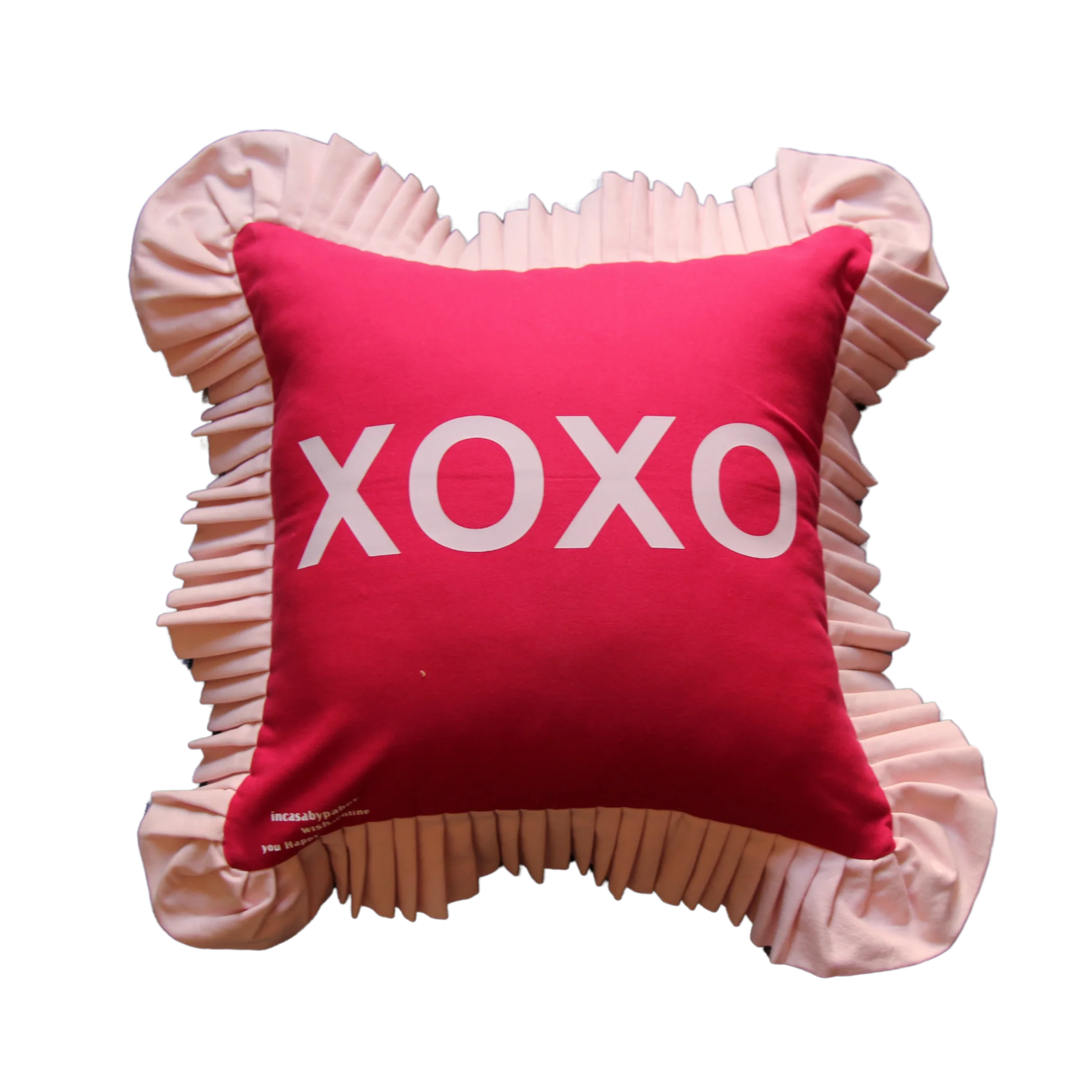 Raspberry XOXO Embroidery with Dusty Pink Ruffle