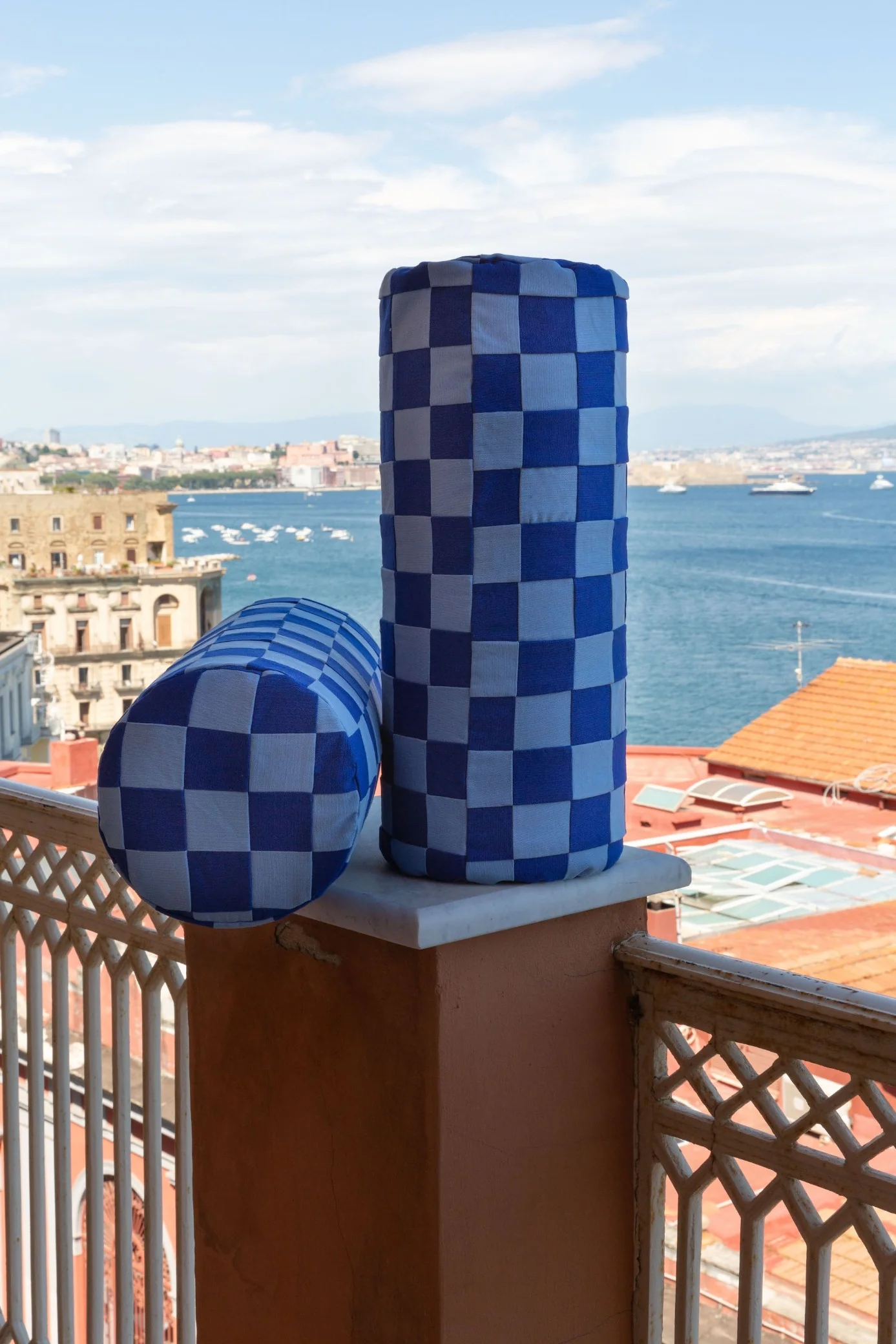 River Blue and Big Blue Checkerboard Bolster - Image 3