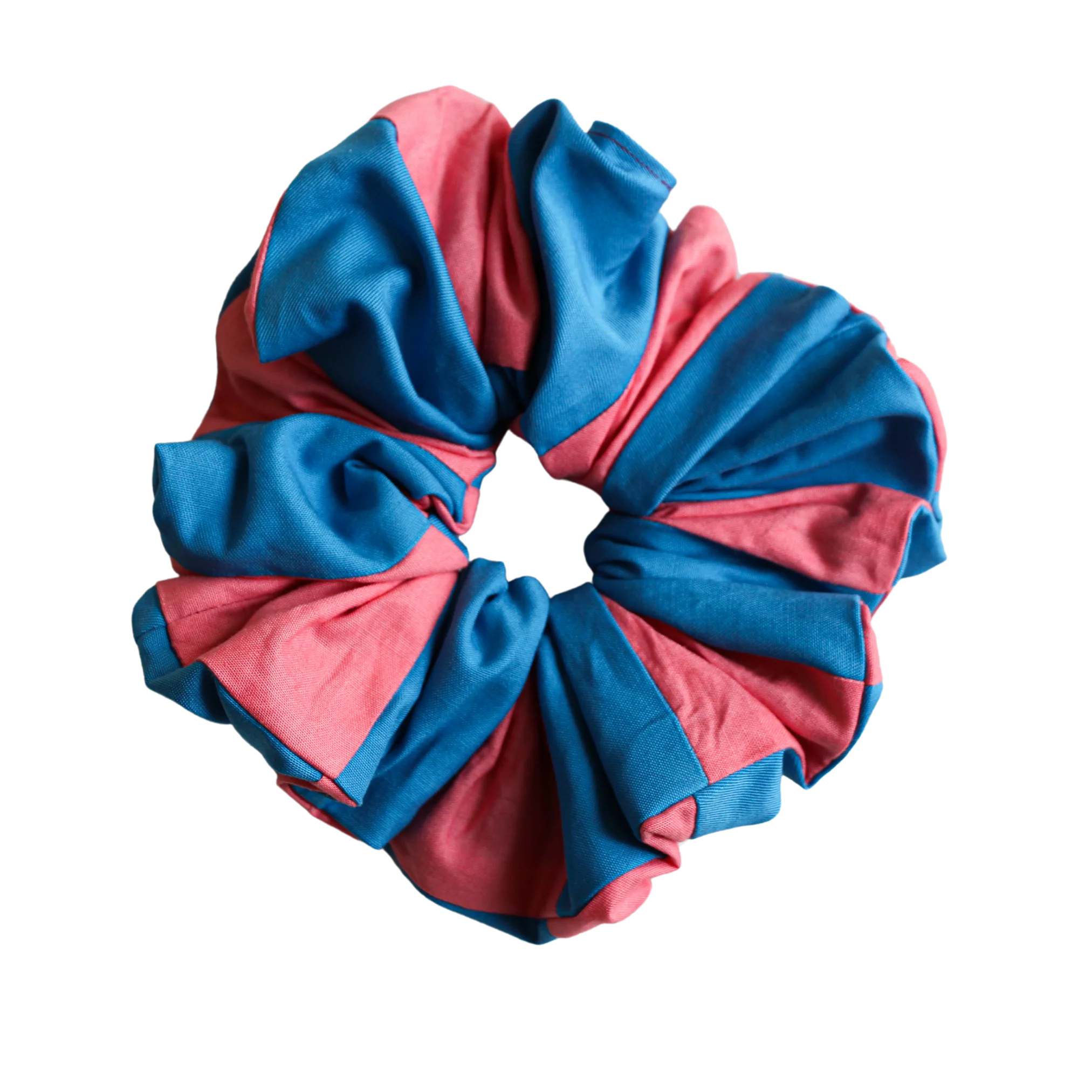 River Blue and Pink Patchwork Scrunchie