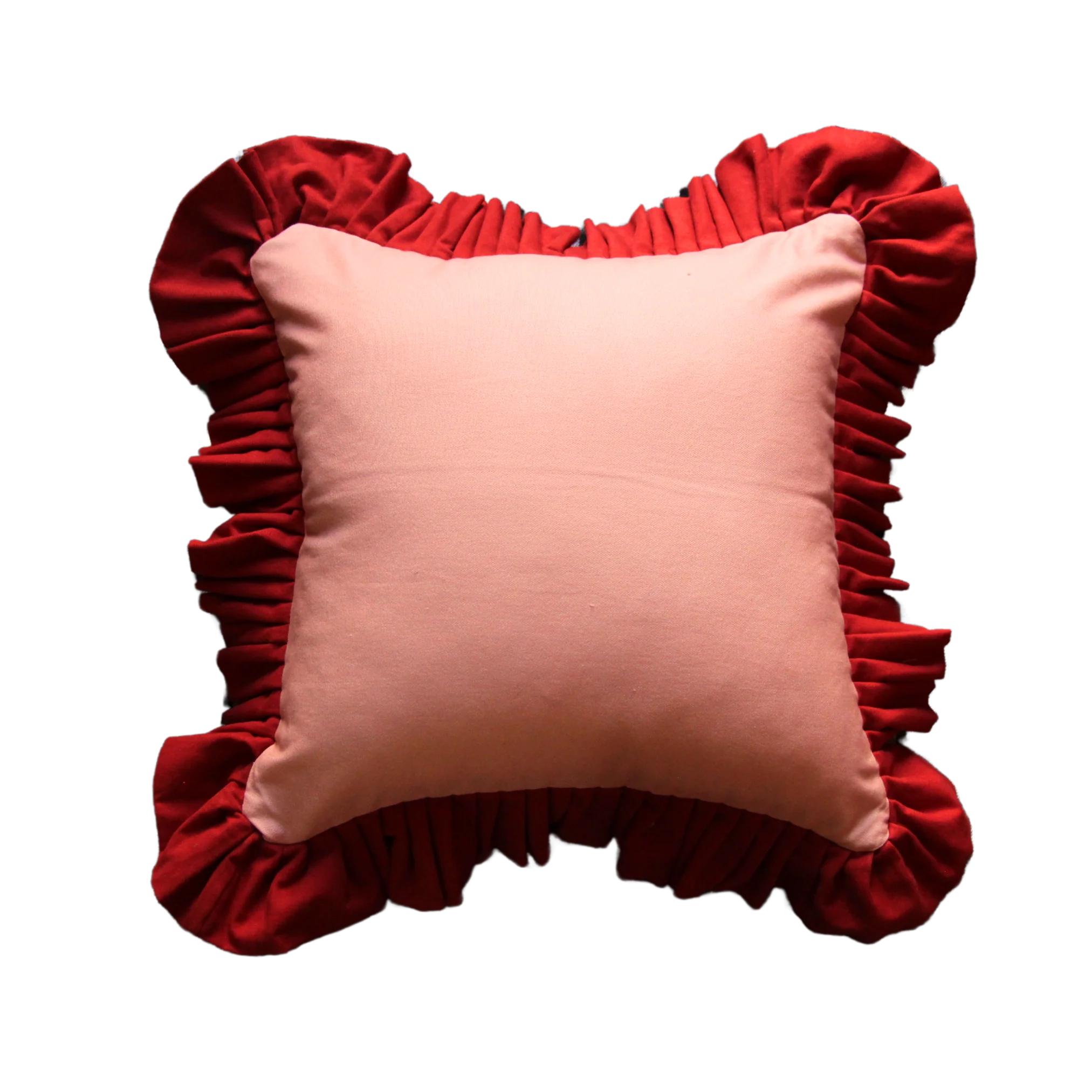 Rose Pink with Wine Red Ruffle