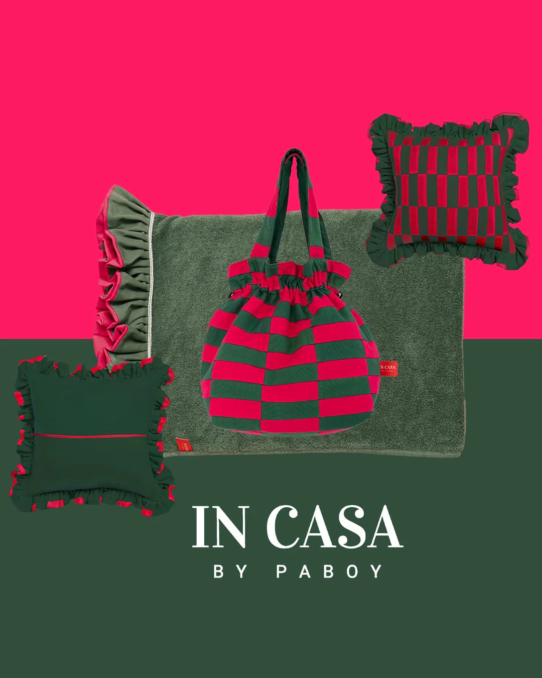 Ruffle Beach Towel: Mango Green & Raspberry - Image 4