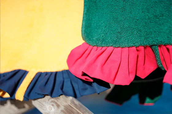 Ruffle Beach Towel: Mustard Yellow and Navy Blue - Image 3