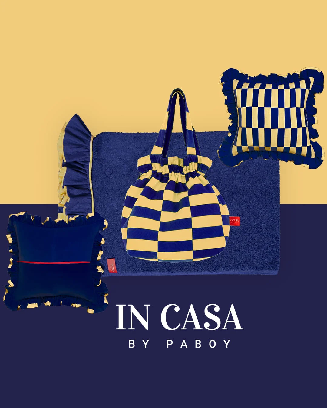 Ruffle Beach Towel: Navy Blue and Sandy Yellow - Image 4