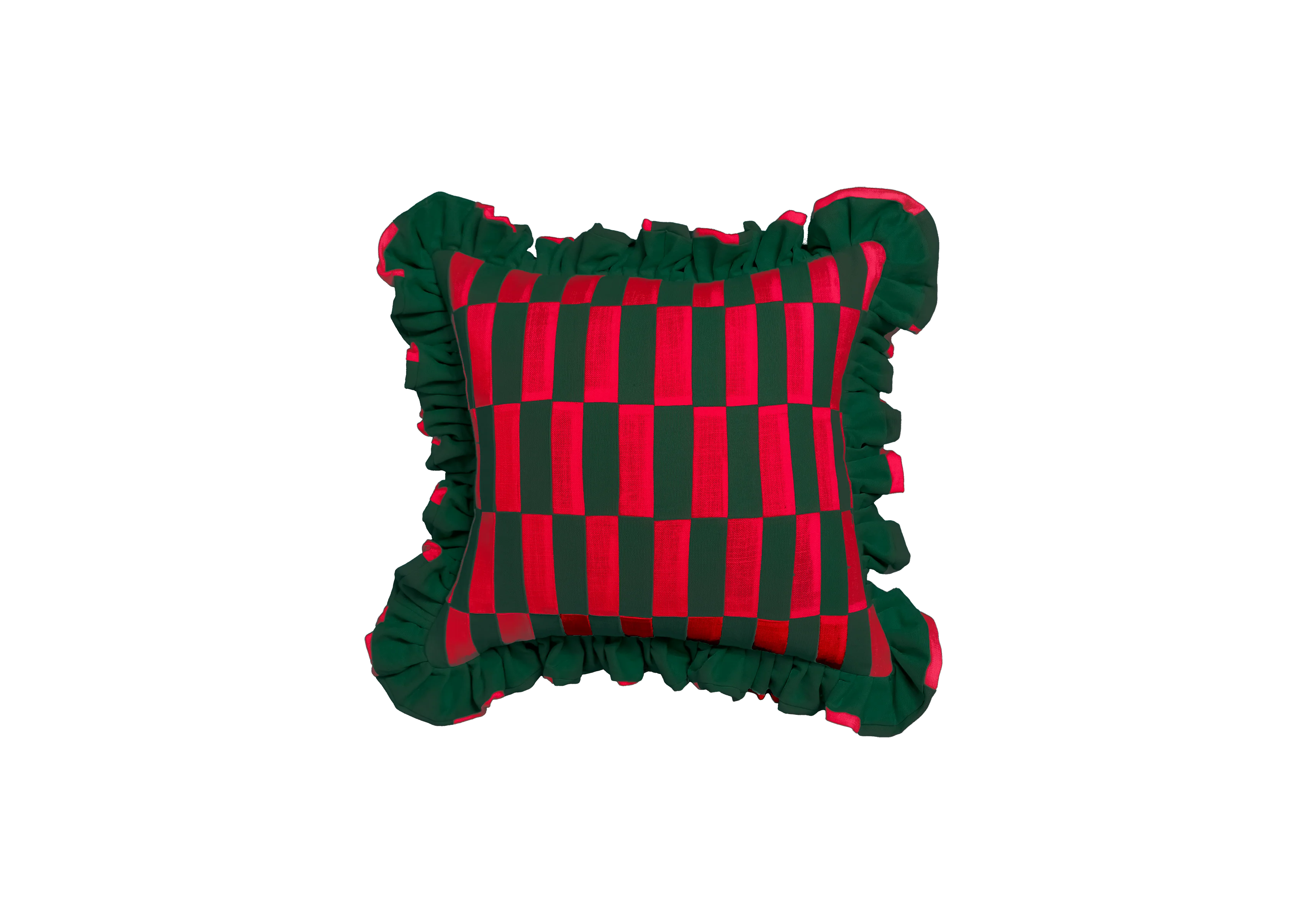 Ruffle Rectangle Patchwork Mango Green & Raspberry