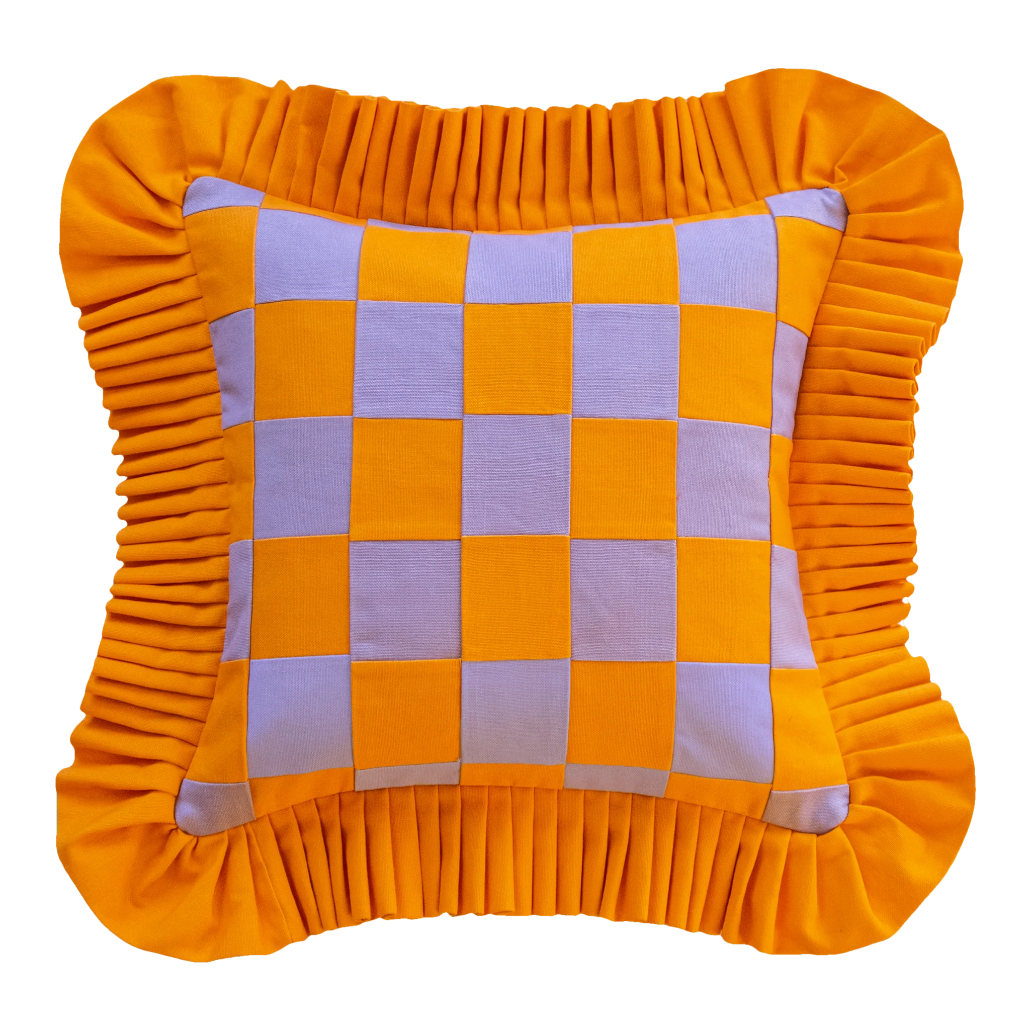 Patchwork with Ruffle: Orange & Liliac w/ Orange ruffle