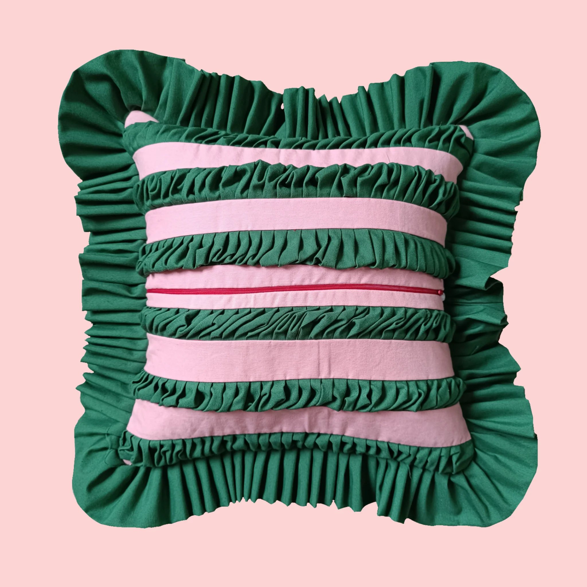 Special Stripes. Pink and Mango Green with Mango Green Ruffle - Image 3