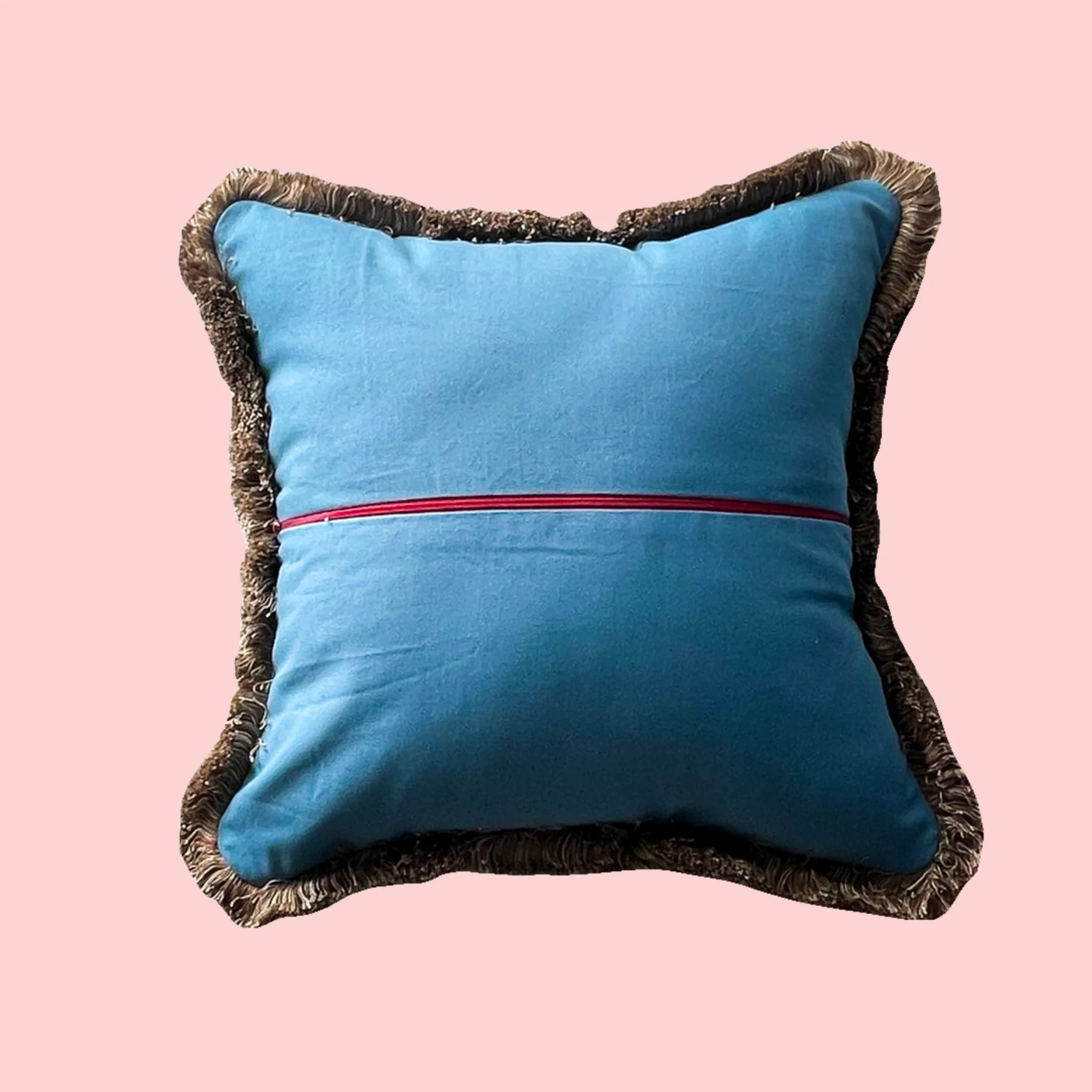 Special Wooden Brown Stripes and Dodger Blue with Brown Fringe - Image 3