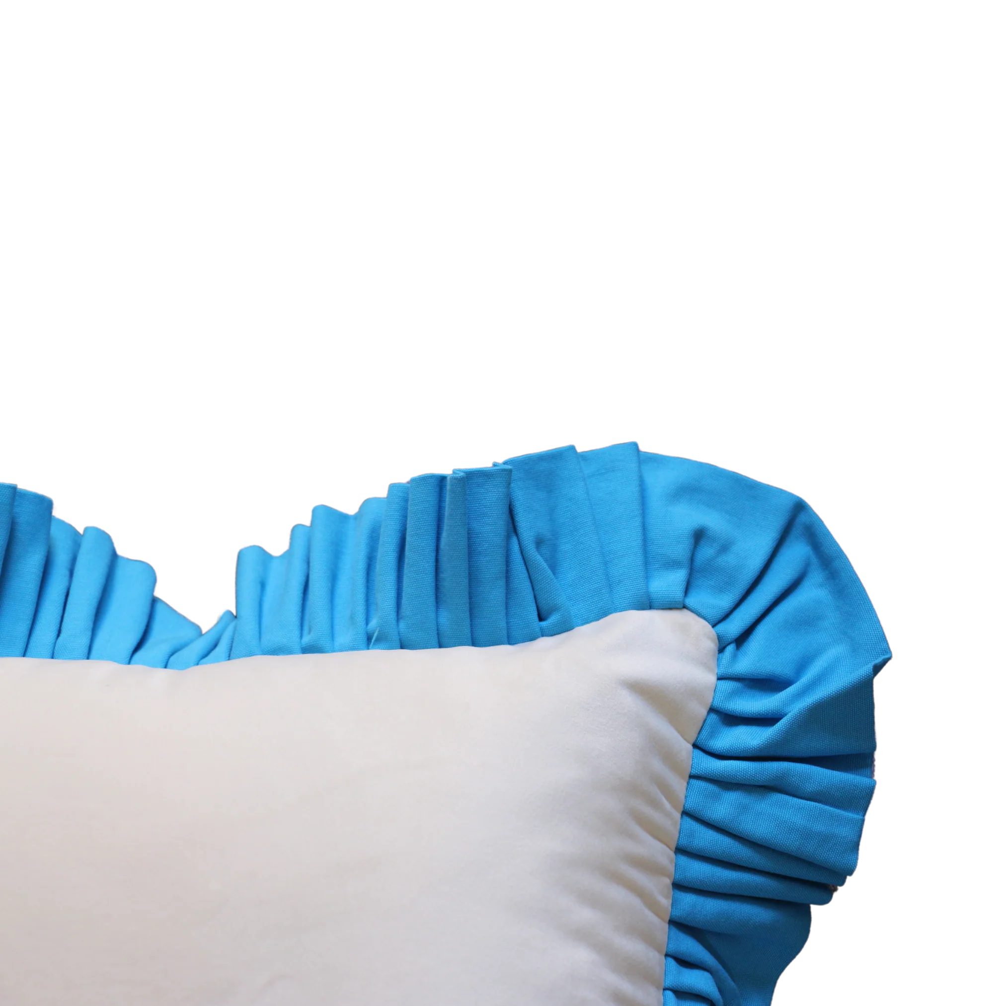 White Velvet with Dodger Blue Ruffle - Image 3