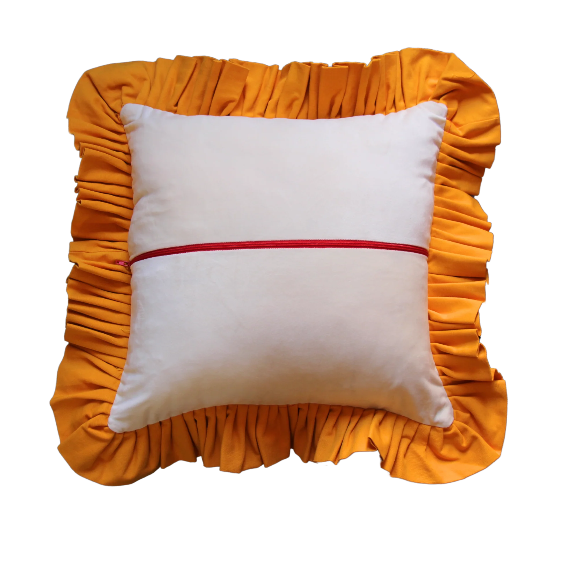 White Velvet with Mustard Yellow Ruffle - Image 2