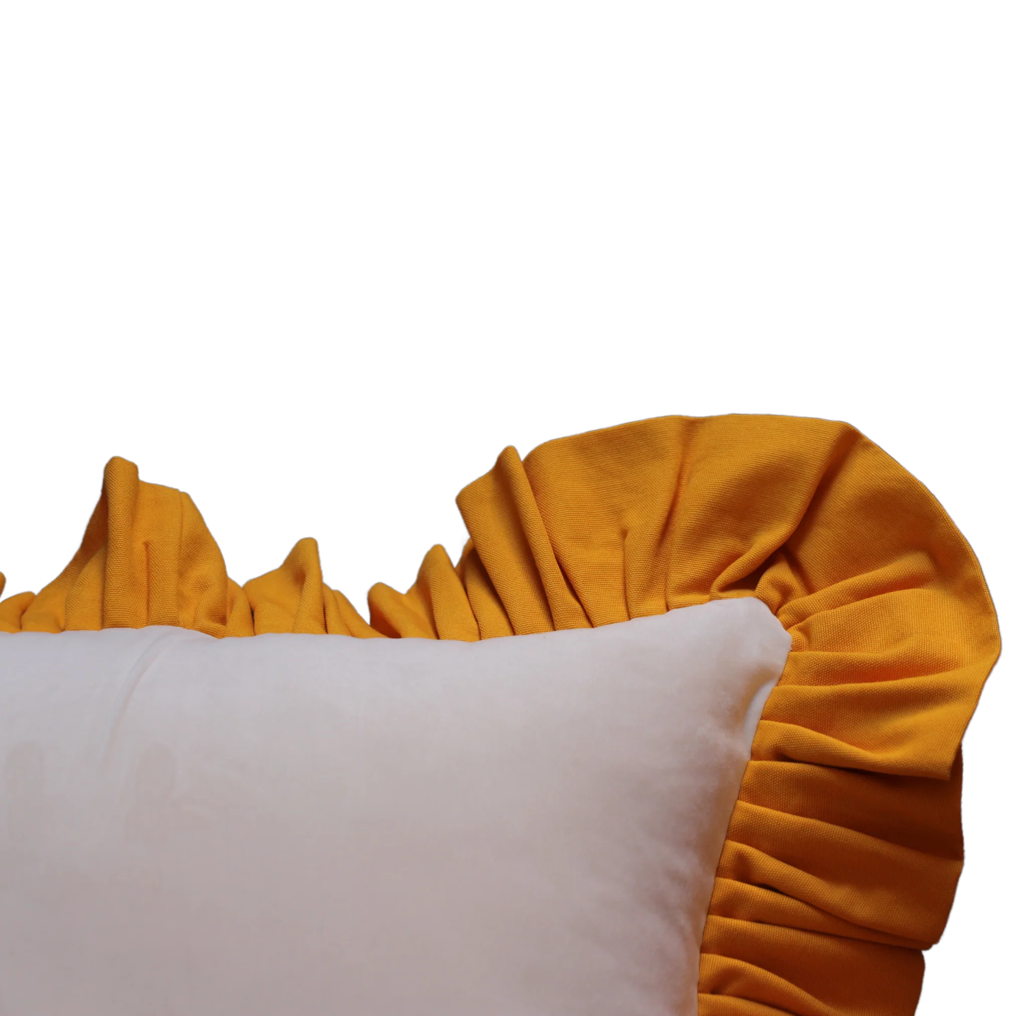 White Velvet with Mustard Yellow Ruffle - Image 3